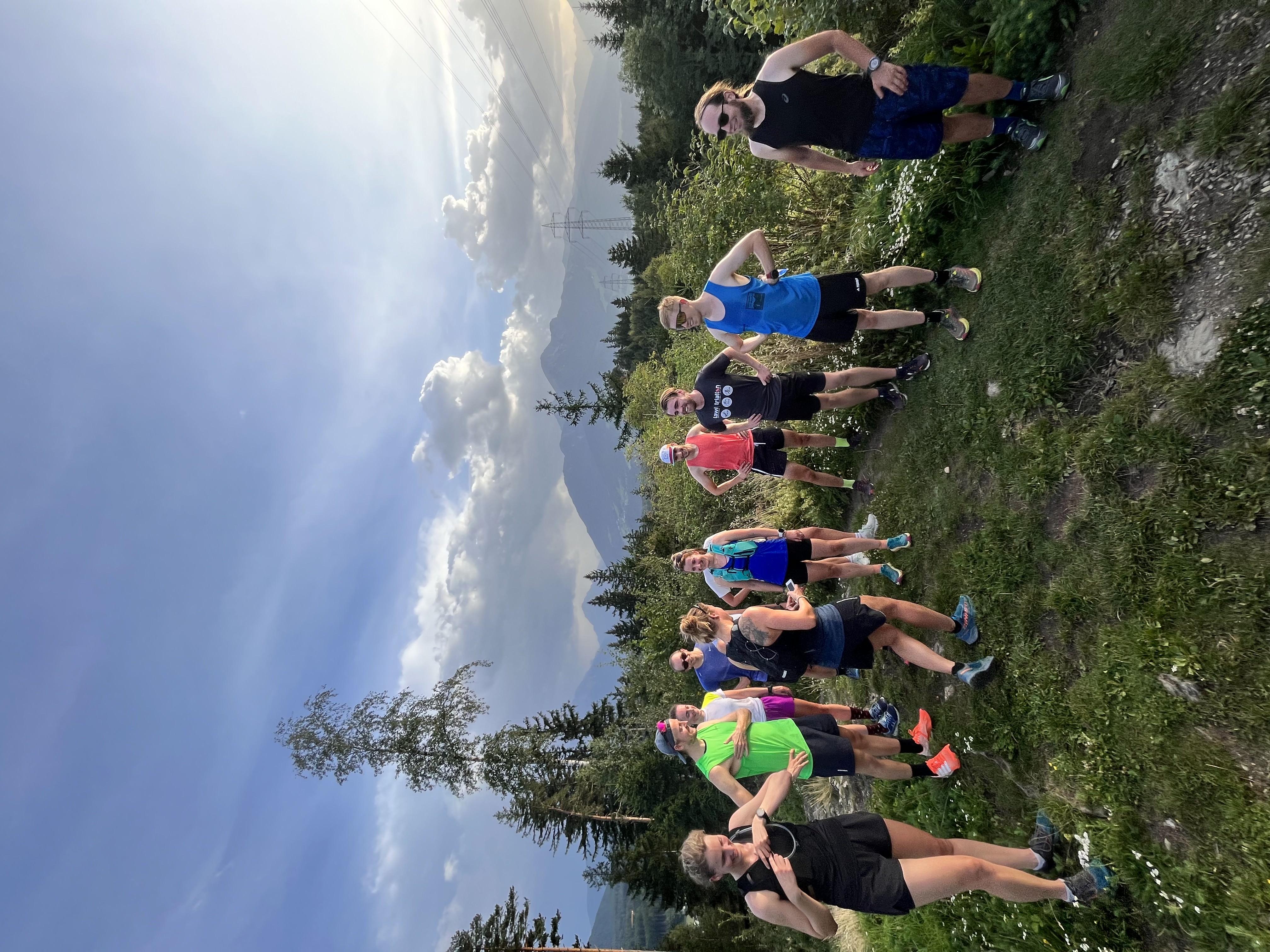 a group of trail runners having fun