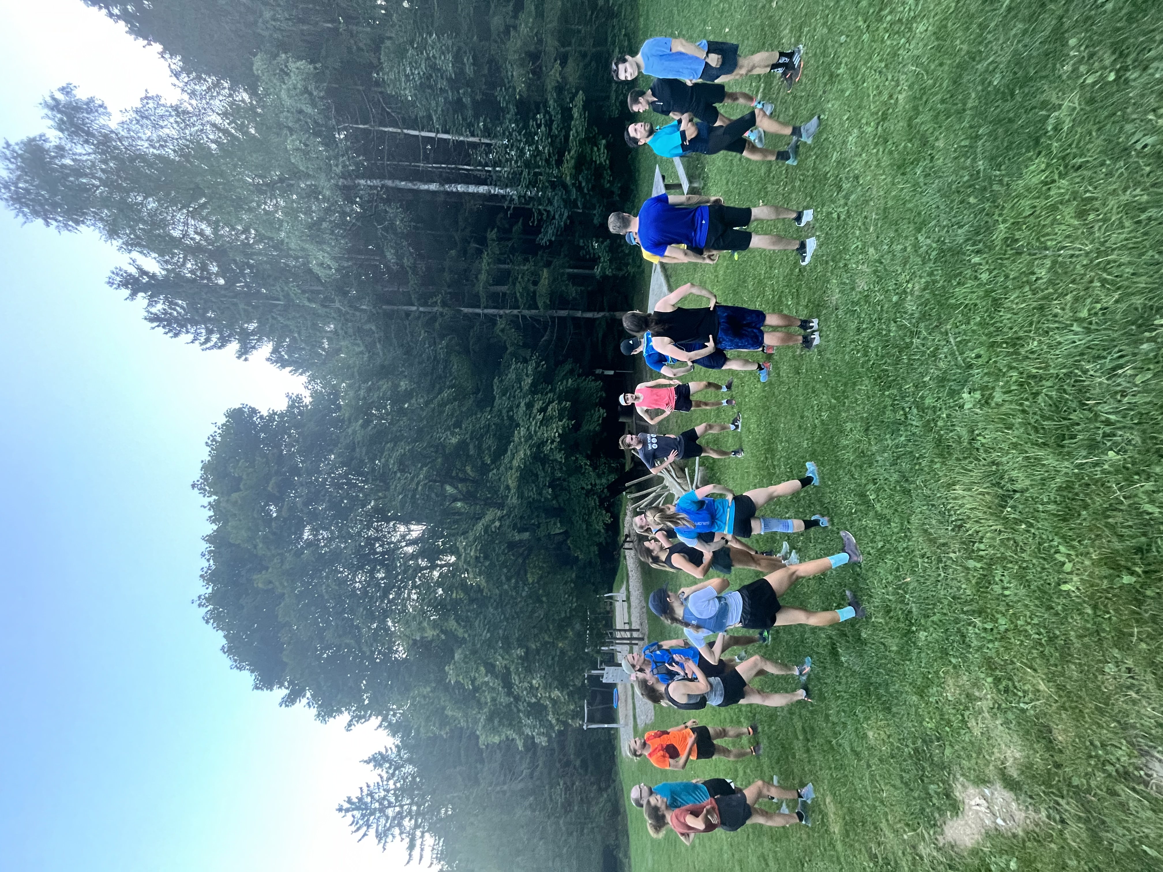 Runners standing in circle